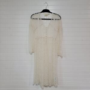 Maeve Anthropologie Size XS Cream Lace Overlay Long Duster Cardigan Cottagecore